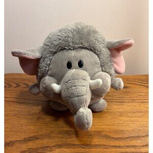 Russ Plush Elephant Round Ball 9" Gray & Pink Soft Stuffed Animal Vintage